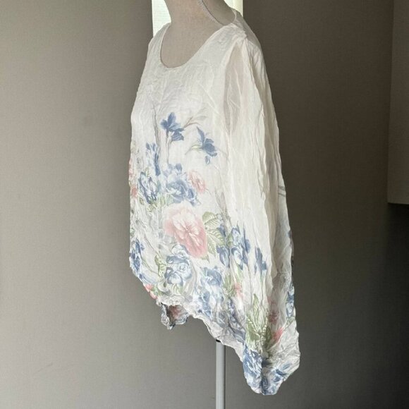 ELENA BALDI Stunning Wrinkle Effect Italian Silk Boho Double-Layer Top - Size L - Picture 4 of 7